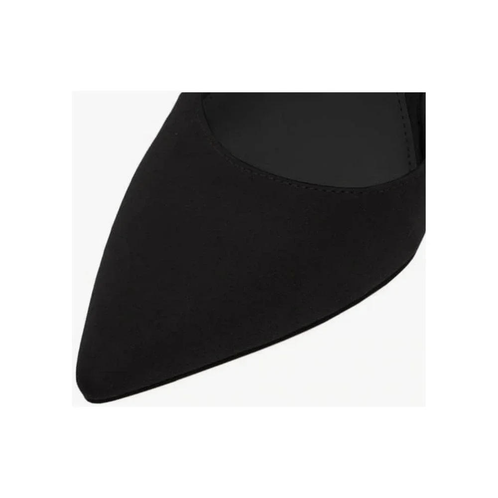 Juliet Holy Black Pointed Toe D'Orsay Ankle Strap Flared Heel Pumps Women's 11